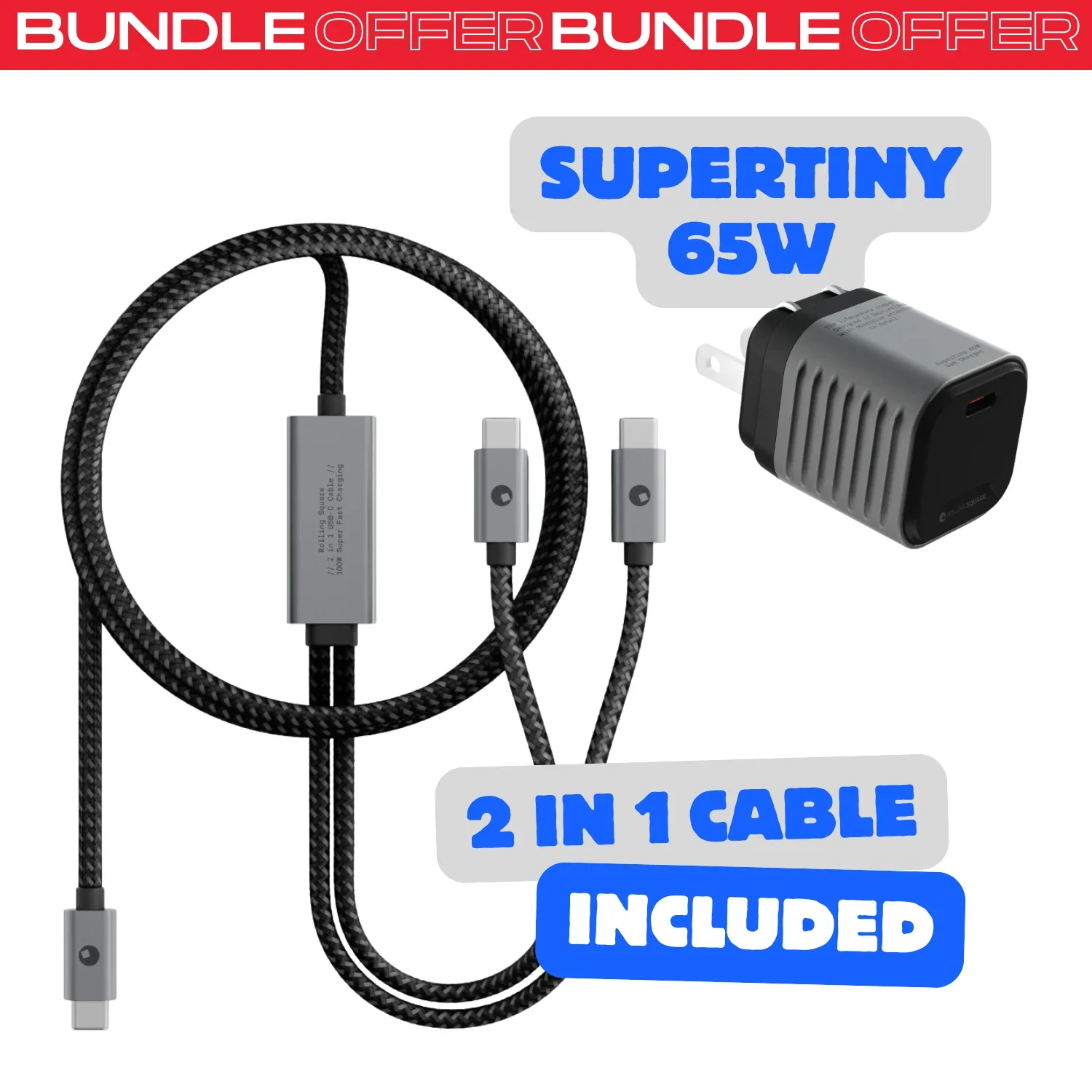 Supertiny 65W + 2in1 Cable (Bundle)