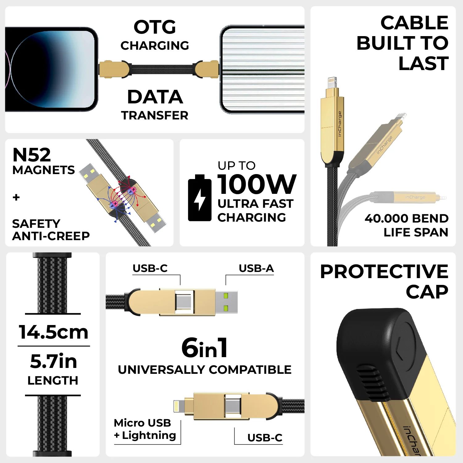 inCharge® X - 100W, 6in1 keyring cable - Image 18